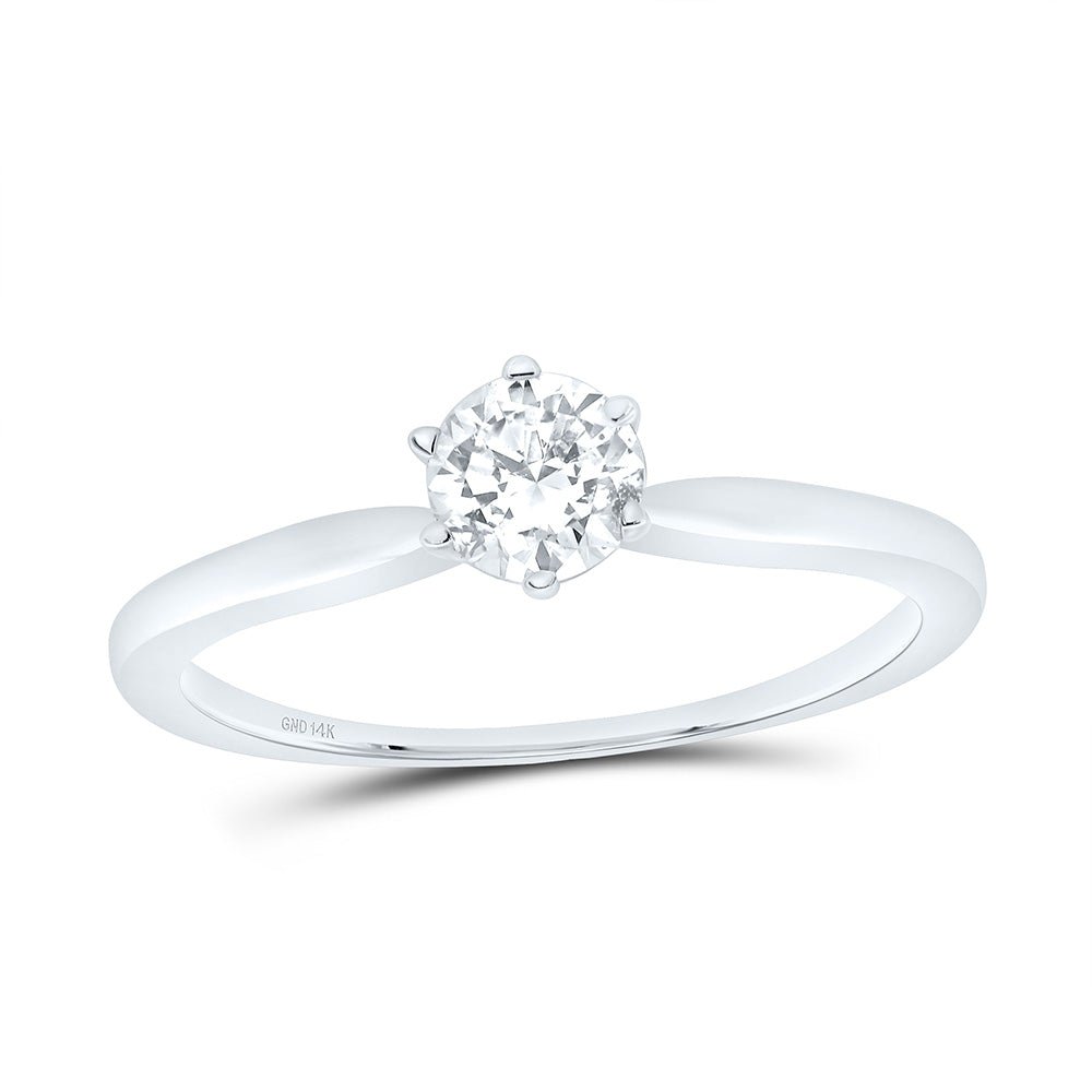 14K White Gold Round Diamond Women's Solitaire Bridal Wedding Engagement Ring 3/8 Cttw - Splendid Jewellery