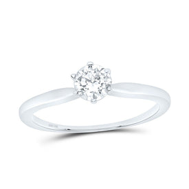 14K White Gold Round Diamond Women's Solitaire Bridal Wedding Engagement Ring 3/8 Cttw - Splendid Jewellery