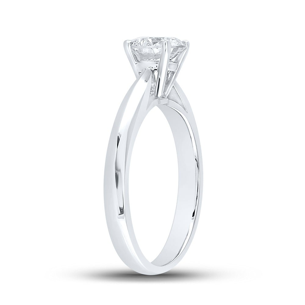 14K White Gold Round Diamond Women's Solitaire Bridal Wedding Engagement Ring (Certified) 1 Cttw - Splendid Jewellery