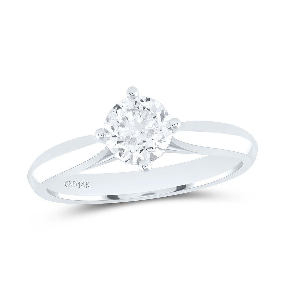 14K White Gold Round Diamond Women's Solitaire Bridal Wedding Engagement Ring (Certified) 1 Cttw - Splendid Jewellery