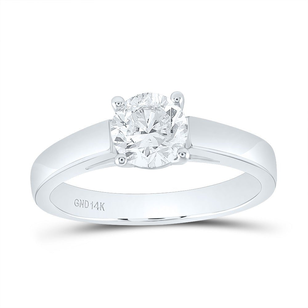14K White Gold Round Diamond Women's Solitaire Bridal Wedding Engagement Ring (Certified) 1 Cttw - Splendid Jewellery