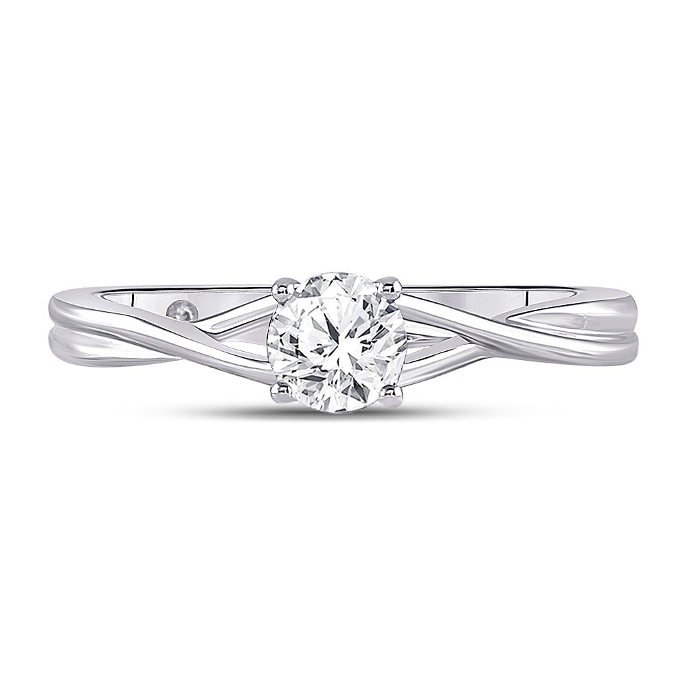 14K White Gold Round Diamond Women's Solitaire Bridal Wedding Engagement Ring (Certified) 1/2 Cttw - Splendid Jewellery