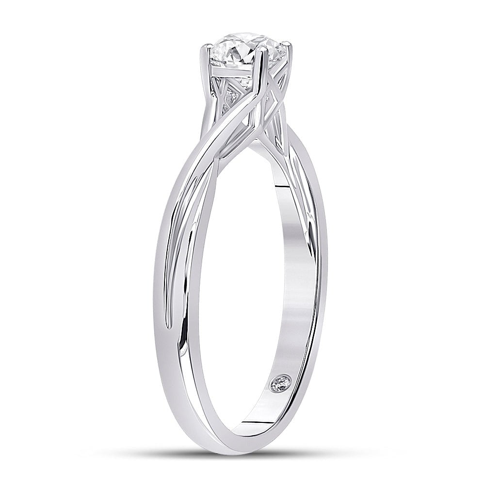 14K White Gold Round Diamond Women's Solitaire Bridal Wedding Engagement Ring (Certified) 1/2 Cttw - Splendid Jewellery
