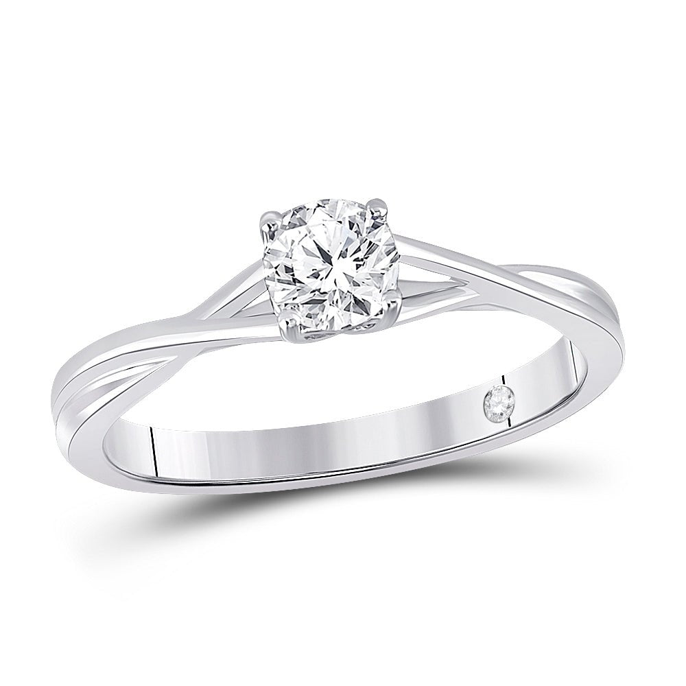 14K White Gold Round Diamond Women's Solitaire Bridal Wedding Engagement Ring (Certified) 1/2 Cttw - Splendid Jewellery