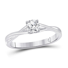 14K White Gold Round Diamond Women's Solitaire Bridal Wedding Engagement Ring (Certified) 1/2 Cttw - Splendid Jewellery