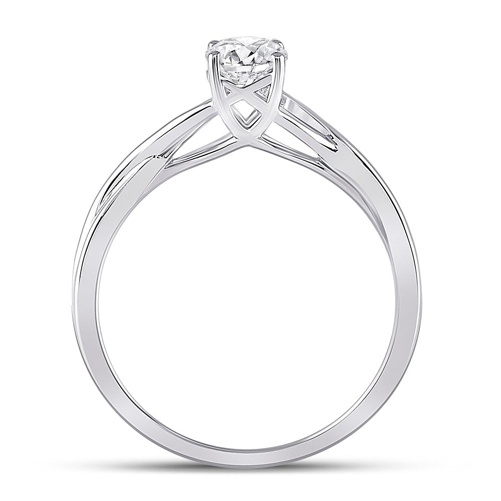 14K White Gold Round Diamond Women's Solitaire Bridal Wedding Engagement Ring (Certified) 1/2 Cttw - Splendid Jewellery