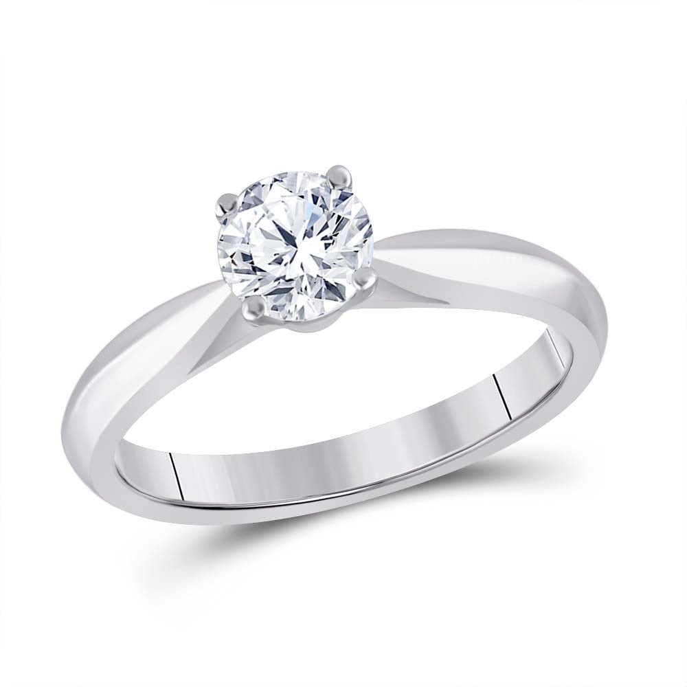 14K White Gold Round Diamond Women's Solitaire Bridal Wedding Engagement Ring (Certified) 3/4 Cttw - Splendid Jewellery