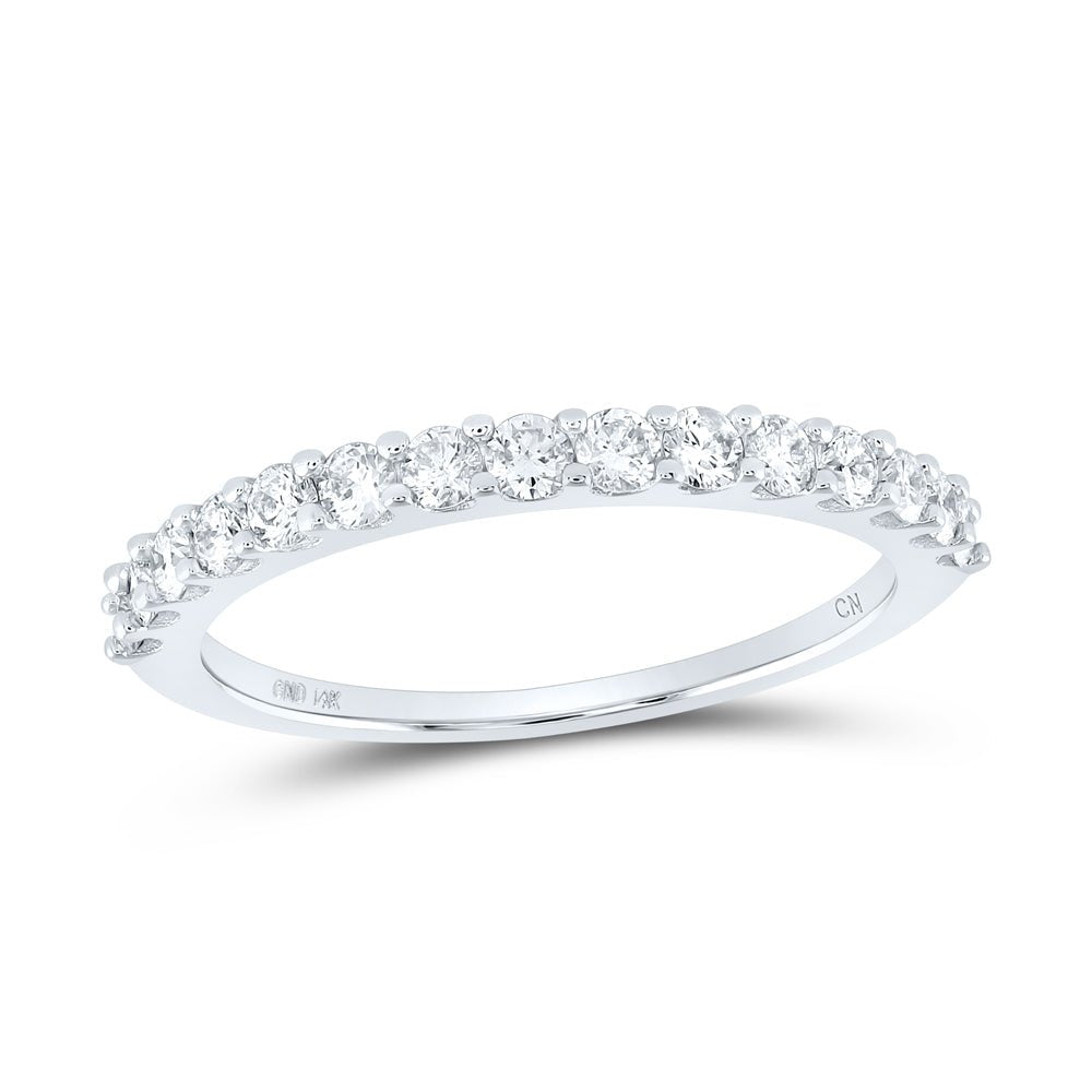 14K White Gold Round Diamond Women's Wedding Anniversary Band 1/2 Cttw - Splendid Jewellery