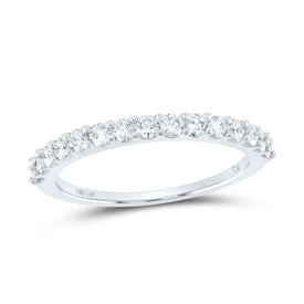 14K White Gold Round Diamond Women's Wedding Anniversary Band 1/2 Cttw - Splendid Jewellery