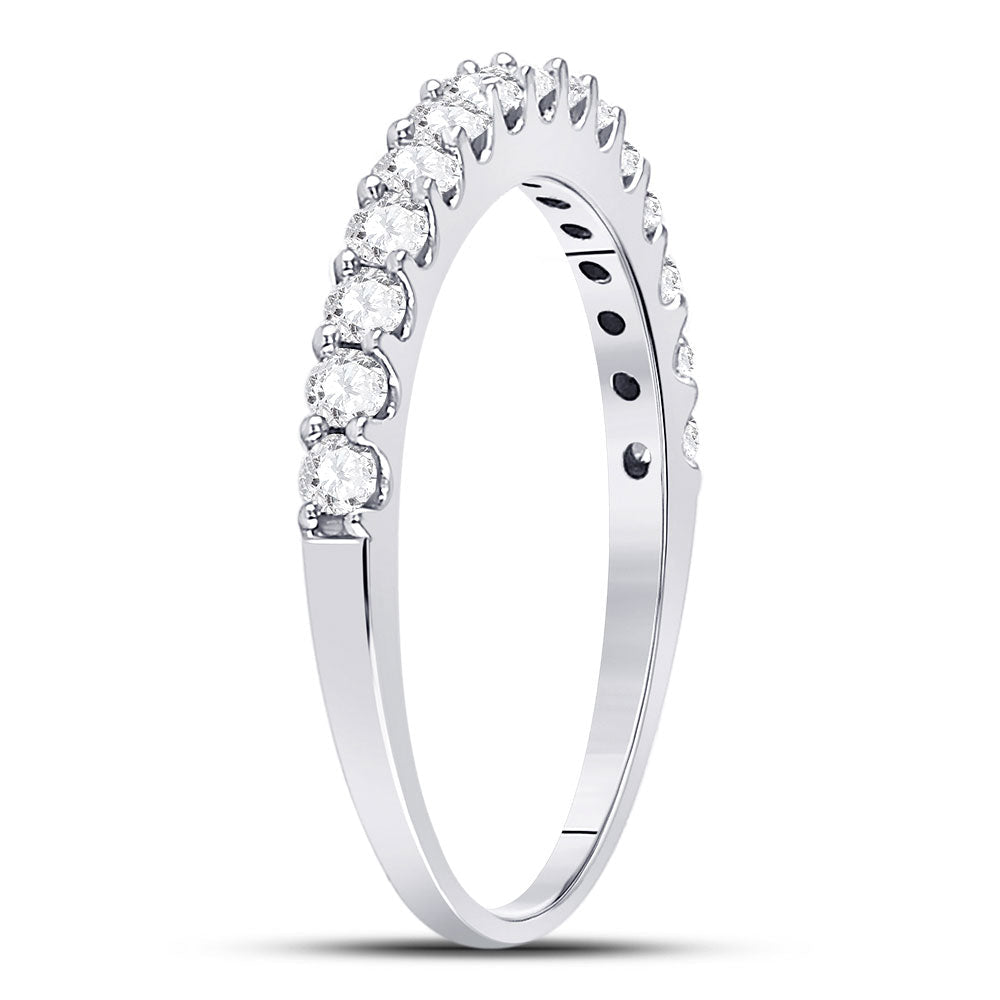 14K White Gold Round Diamond Women's Wedding Anniversary Band 1/2 Cttw - Splendid Jewellery