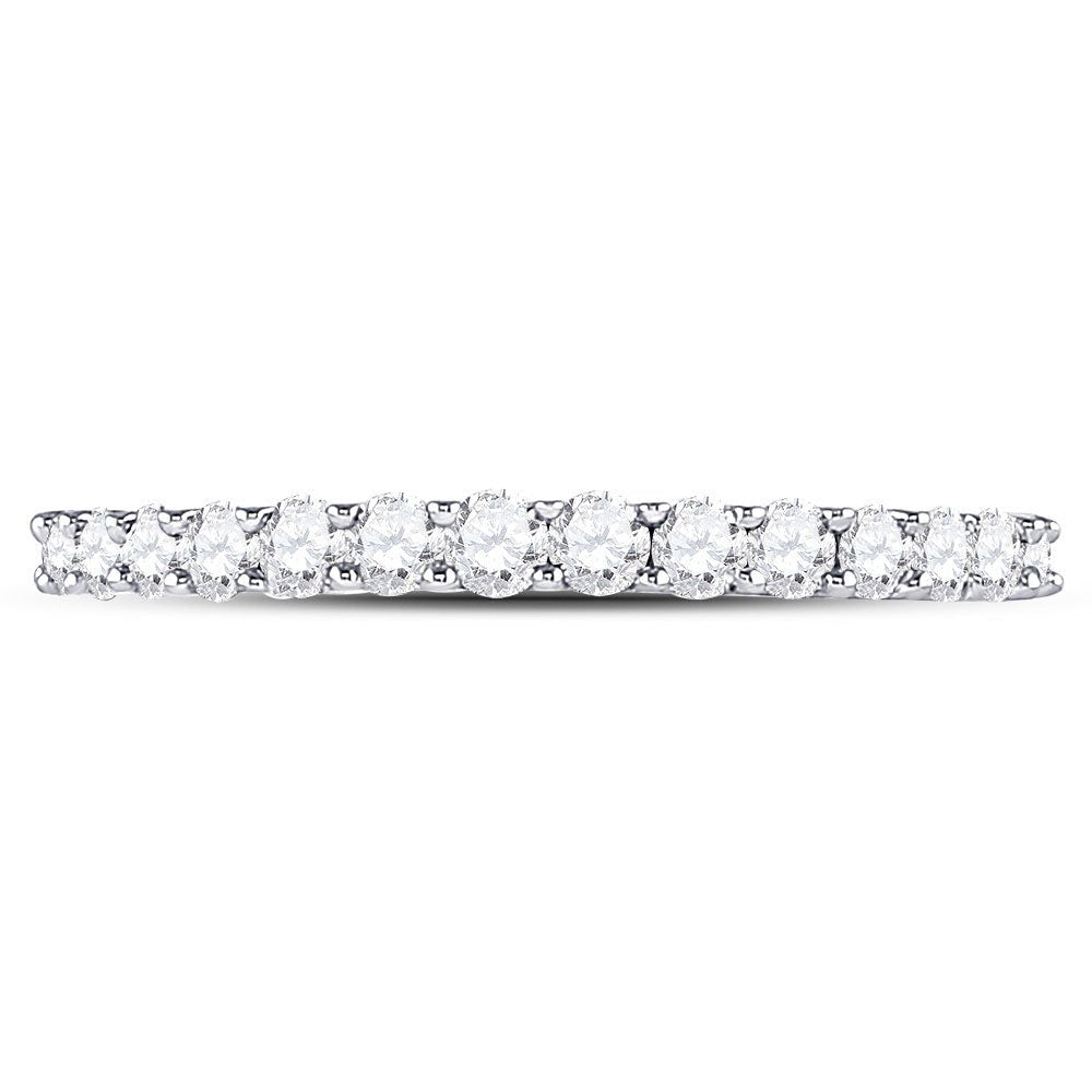 14K White Gold Round Diamond Women's Wedding Anniversary Band 1/2 Cttw - Splendid Jewellery