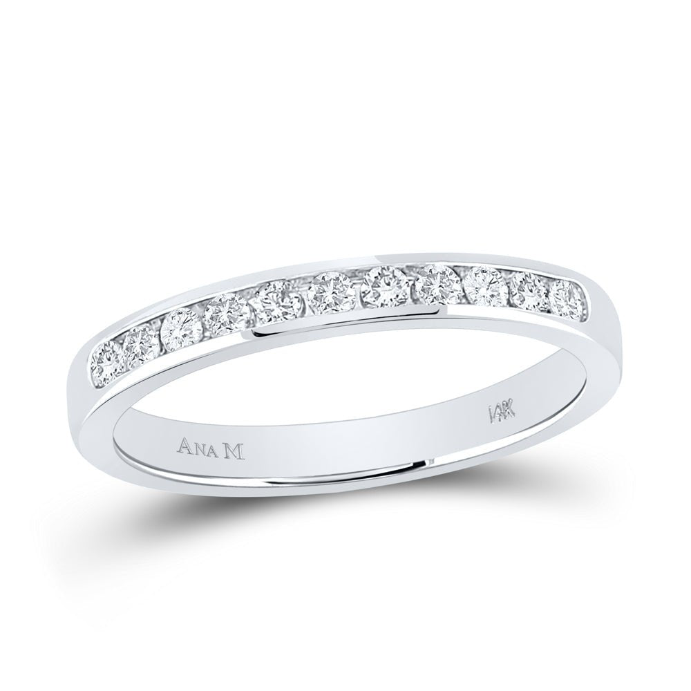 14K White Gold Round Diamond Women's Wedding Band Ring 1/4 Cttw - Splendid Jewellery