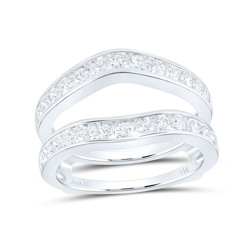 14K White Gold Round Diamond Women's Wedding Bridal Enhancer Band Wrap 1.00 Cttw - Splendid Jewellery