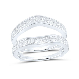 14K White Gold Round Diamond Women's Wedding Bridal Enhancer Band Wrap 1.00 Cttw - Splendid Jewellery