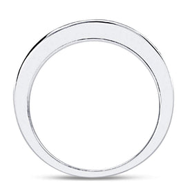14K White Gold Round Diamond Women's Wedding Channel Set Band 1/2 Cttw - Splendid Jewellery