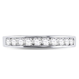 14K White Gold Round Diamond Women's Wedding Channel Set Band 1/2 Cttw - Splendid Jewellery