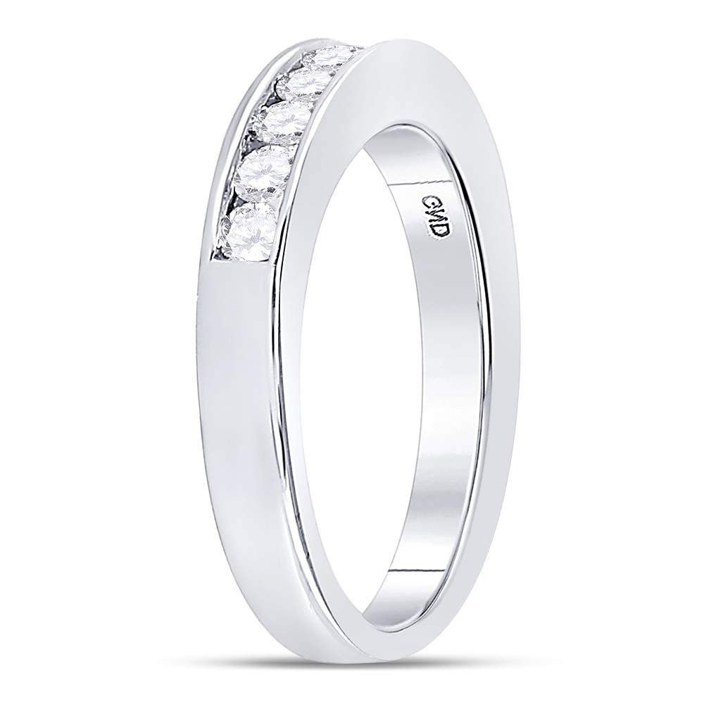 14K White Gold Round Diamond Women's Wedding Channel Set Band 1/2 Cttw - Splendid Jewellery