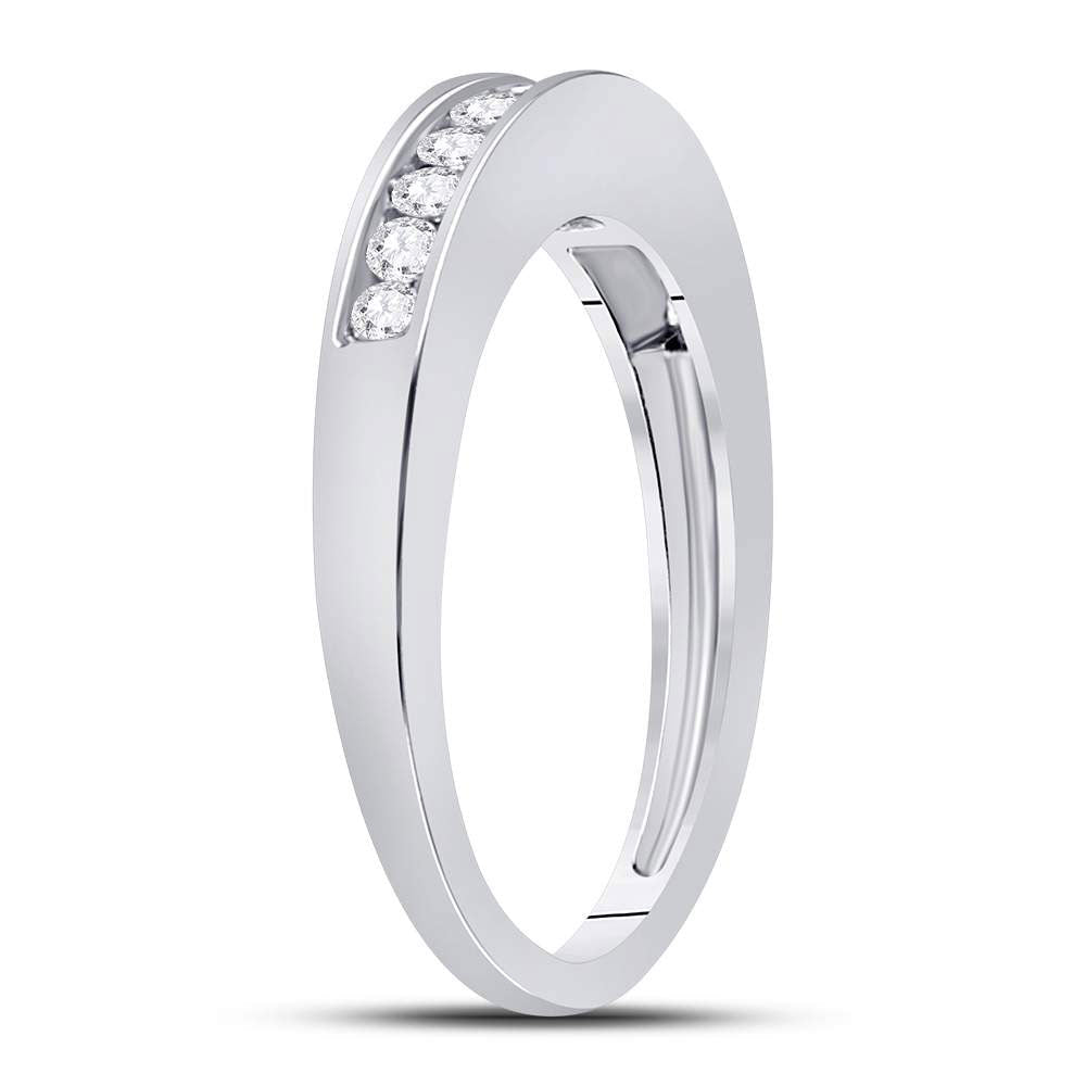 14K White Gold Round Diamond Women's Wedding Channel Set Band 1/4 Cttw - Splendid Jewellery