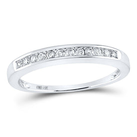 14K White Gold Round Diamond Women's Wedding Channel Set Band 1/4 Cttw - Splendid Jewellery