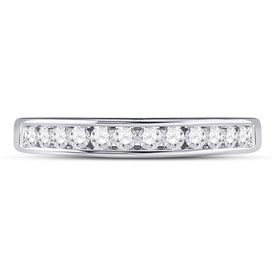 14K White Gold Round Diamond Women's Wedding Channel Set Band 1/4 Cttw - Splendid Jewellery