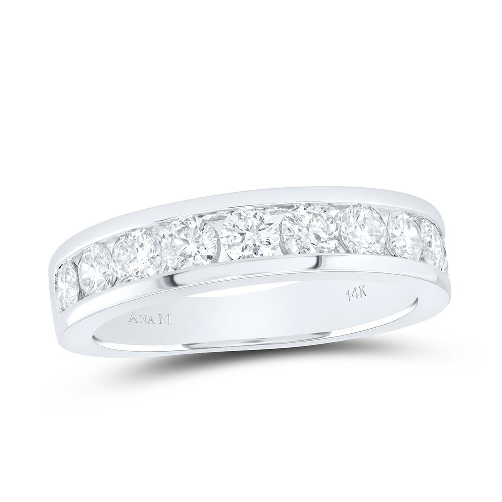 14K White Gold Round Diamond Women's Wedding Single Row Band 1 1 3/4 Cttw - Splendid Jewellery