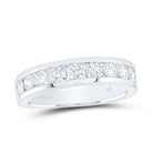 14K White Gold Round Diamond Women's Wedding Single Row Band 1 1 3/4 Cttw - Splendid Jewellery