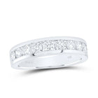 14K White Gold Round Diamond Women's Wedding Single Row Band 1 1 3/4 Cttw - Splendid Jewellery