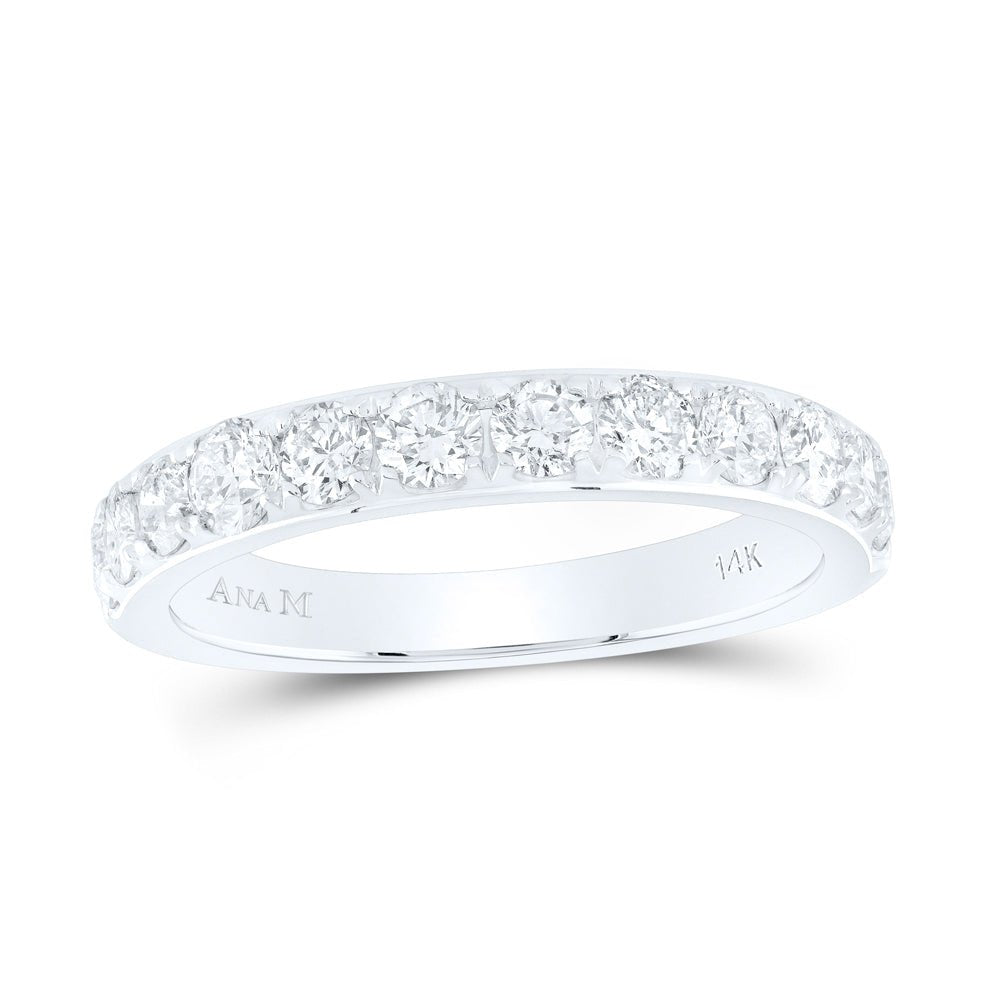 14K White Gold Round Diamond Women's Wedding Single Row Band 1 Cttw - Splendid Jewellery