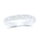 14K White Gold Round Diamond Women's Wedding Single Row Band 1 Cttw - Splendid Jewellery