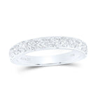 14K White Gold Round Diamond Women's Wedding Single Row Band 1 Cttw - Splendid Jewellery