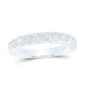 14K White Gold Round Diamond Women's Wedding Single Row Band 1 Cttw - Splendid Jewellery