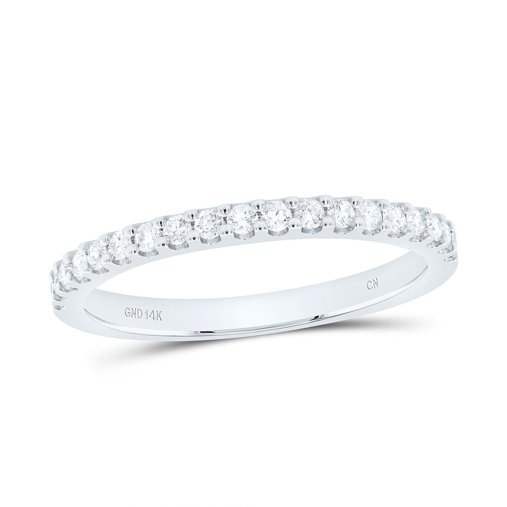 14K White Gold Round Diamond Women's Wedding Single Row Band 1/4 Cttw - Splendid Jewellery