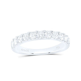 14K White Gold Round Diamond Women's Wedding Single Row Band 3/4 Cttw - Splendid Jewellery
