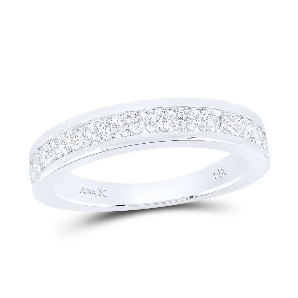 14K White Gold Round Diamond Women's Wedding Single Row Band 3/4 Cttw - Splendid Jewellery