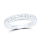 14K White Gold Round Diamond Women's Wedding Single Row Band 3/4 Cttw - Splendid Jewellery