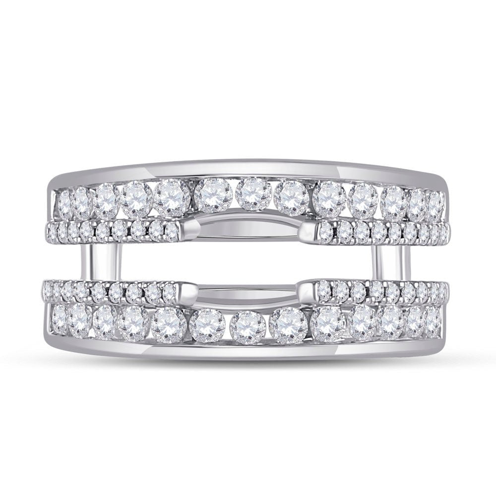14K White Gold Round Diamond Women's Wrap Ring Guard Enhancer 1 Cttw - Splendid Jewellery