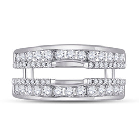 14K White Gold Round Diamond Women's Wrap Ring Guard Enhancer 1 Cttw - Splendid Jewellery
