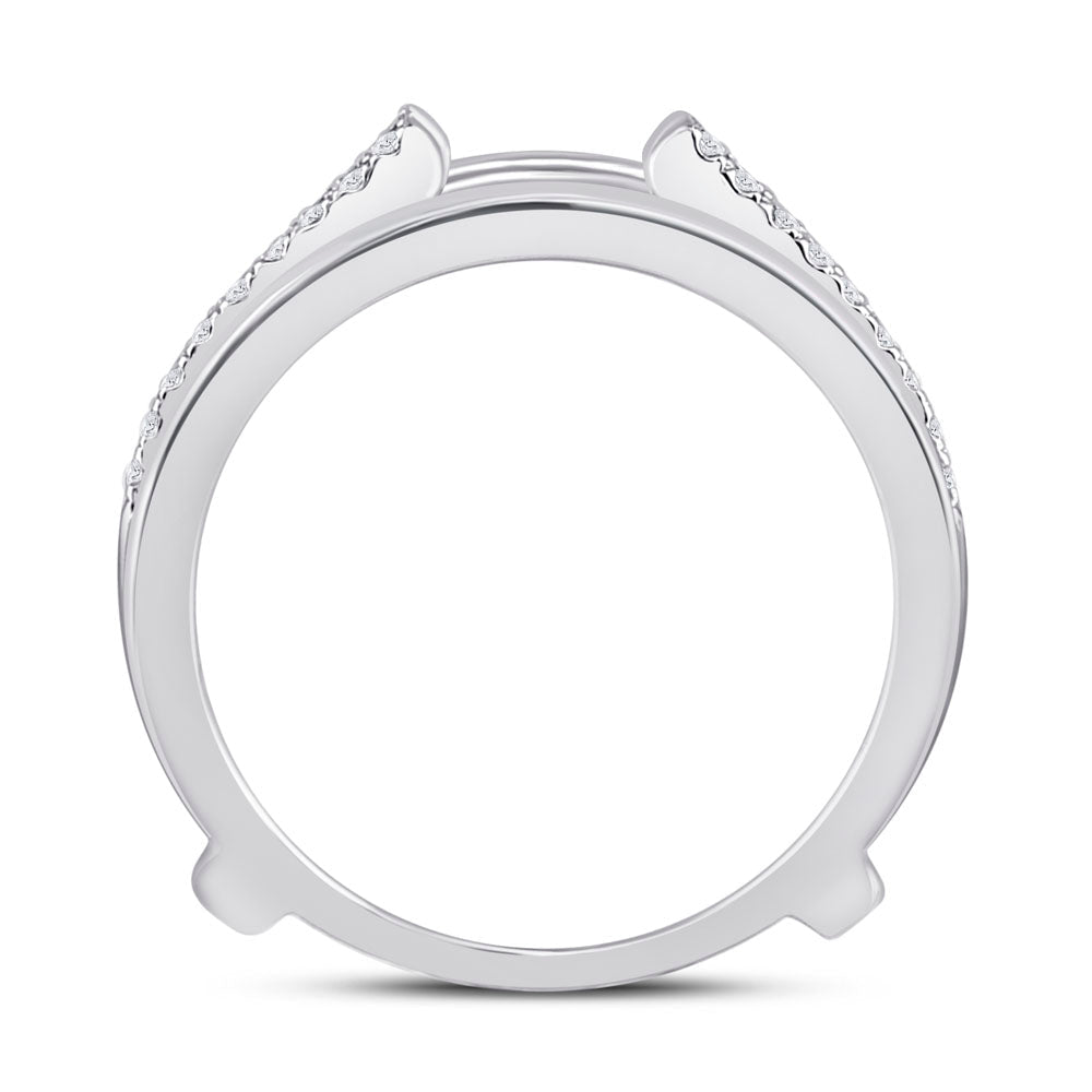 14K White Gold Round Diamond Women's Wrap Ring Guard Enhancer 1 Cttw - Splendid Jewellery