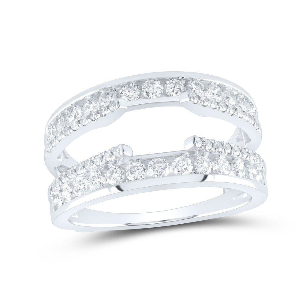 14K White Gold Round Diamond Women's Wrap Ring Guard Enhancer 1 Cttw - Splendid Jewellery