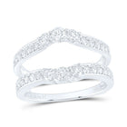 14K White Gold Round Diamond Women's Wrap Ring Guard Enhancer 1 Cttw - Splendid Jewellery
