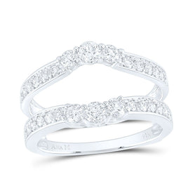 14K White Gold Round Diamond Women's Wrap Ring Guard Enhancer 1 Cttw - Splendid Jewellery