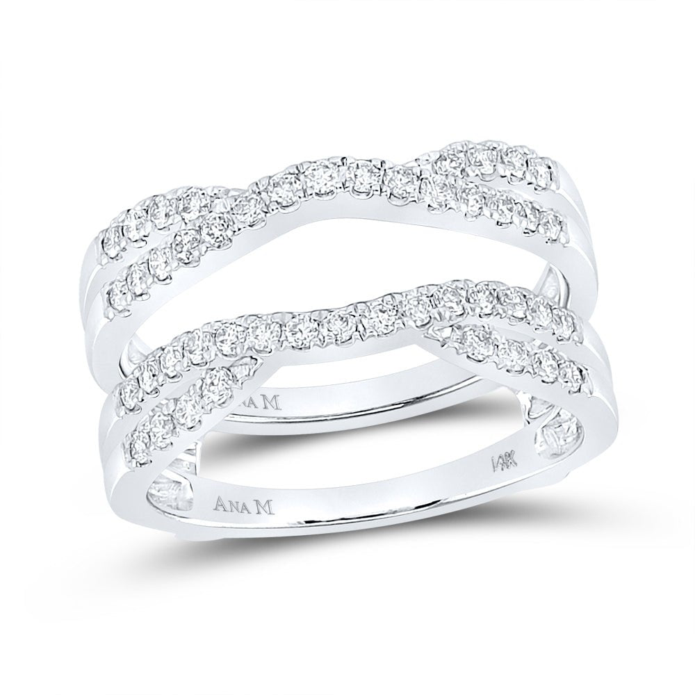 14K White Gold Round Diamond Women's Wrap Ring Guard Enhancer 1/2 Cttw - Splendid Jewellery