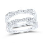 14K White Gold Round Diamond Women's Wrap Ring Guard Enhancer 1/2 Cttw - Splendid Jewellery