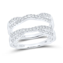 Load image into Gallery viewer, 14K White Gold Round Diamond Women's Wrap Ring Guard Enhancer 1/2 Cttw - Splendid Jewellery