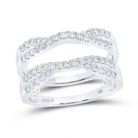 14K White Gold Round Diamond Women's Wrap Ring Guard Enhancer 1/2 Cttw - Splendid Jewellery
