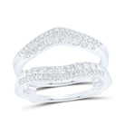 14K White Gold Round Diamond Women's Wrap Ring Guard Enhancer 1/2 Cttw - Splendid Jewellery