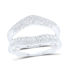14K White Gold Round Diamond Women's Wrap Ring Guard Enhancer 1/2 Cttw - Splendid Jewellery
