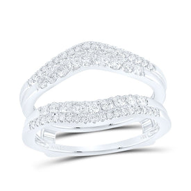 14K White Gold Round Diamond Women's Wrap Ring Guard Enhancer 1/2 Cttw - Splendid Jewellery