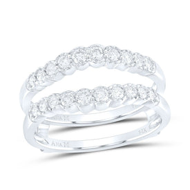 14K White Gold Round Diamond Women's Wrap Ring Guard Enhancer 1/2 Cttw - Splendid Jewellery