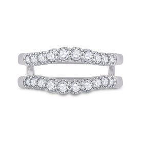 14K White Gold Round Diamond Women's Wrap Ring Guard Enhancer 1/2 Cttw - Splendid Jewellery